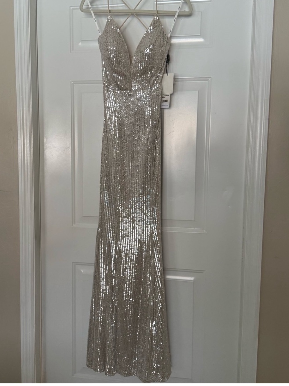 Jadore Silver Sequin Gown